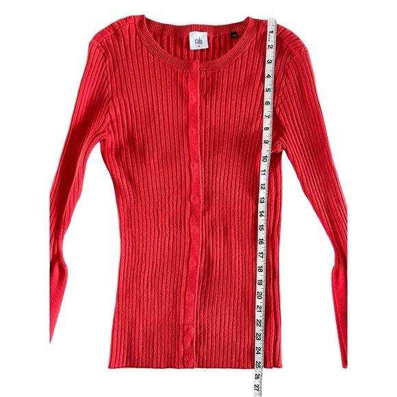 Cabi Trumpet Cardigan Medium Red Orange Sweater Bell Sleeves Snaps Ribbed 5285 - Picture 11 of 11